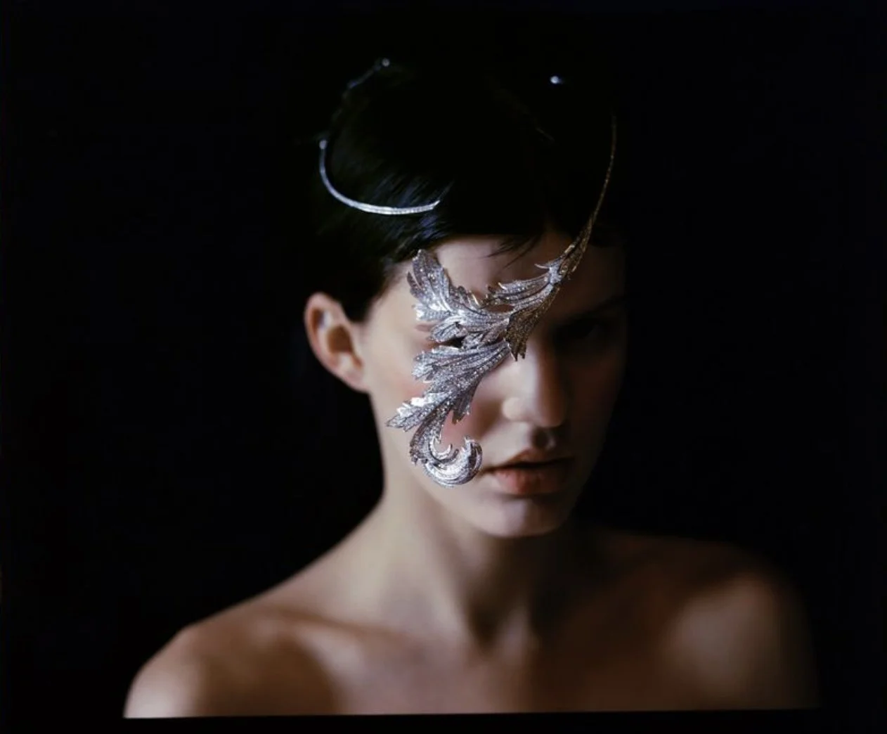 high jewelry piece  photographed on model in Paris