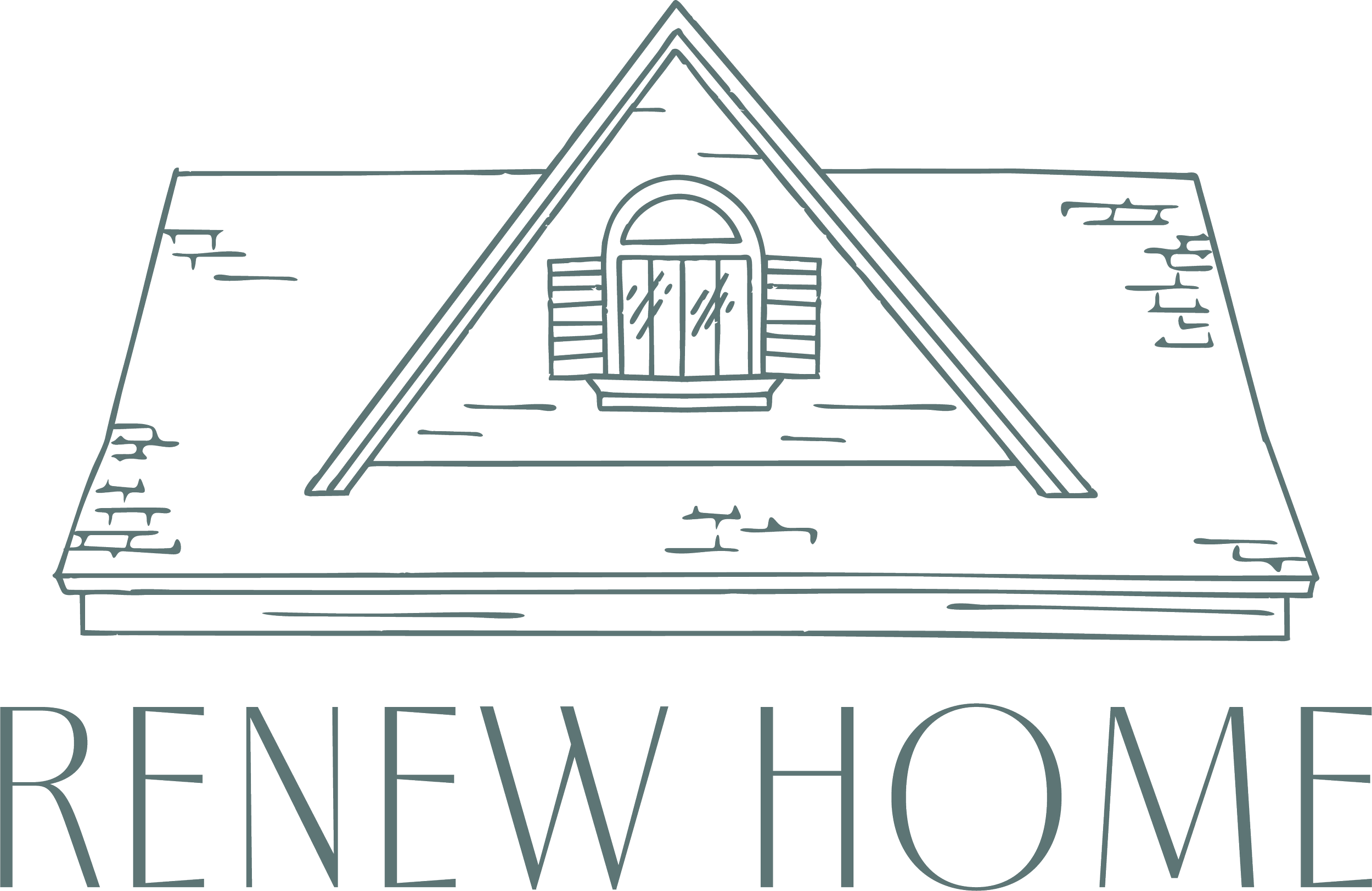 Line drawing of a house front with a steep roof and an arched window, below the image the text 'Pennsylvania Renov Home' is visible.