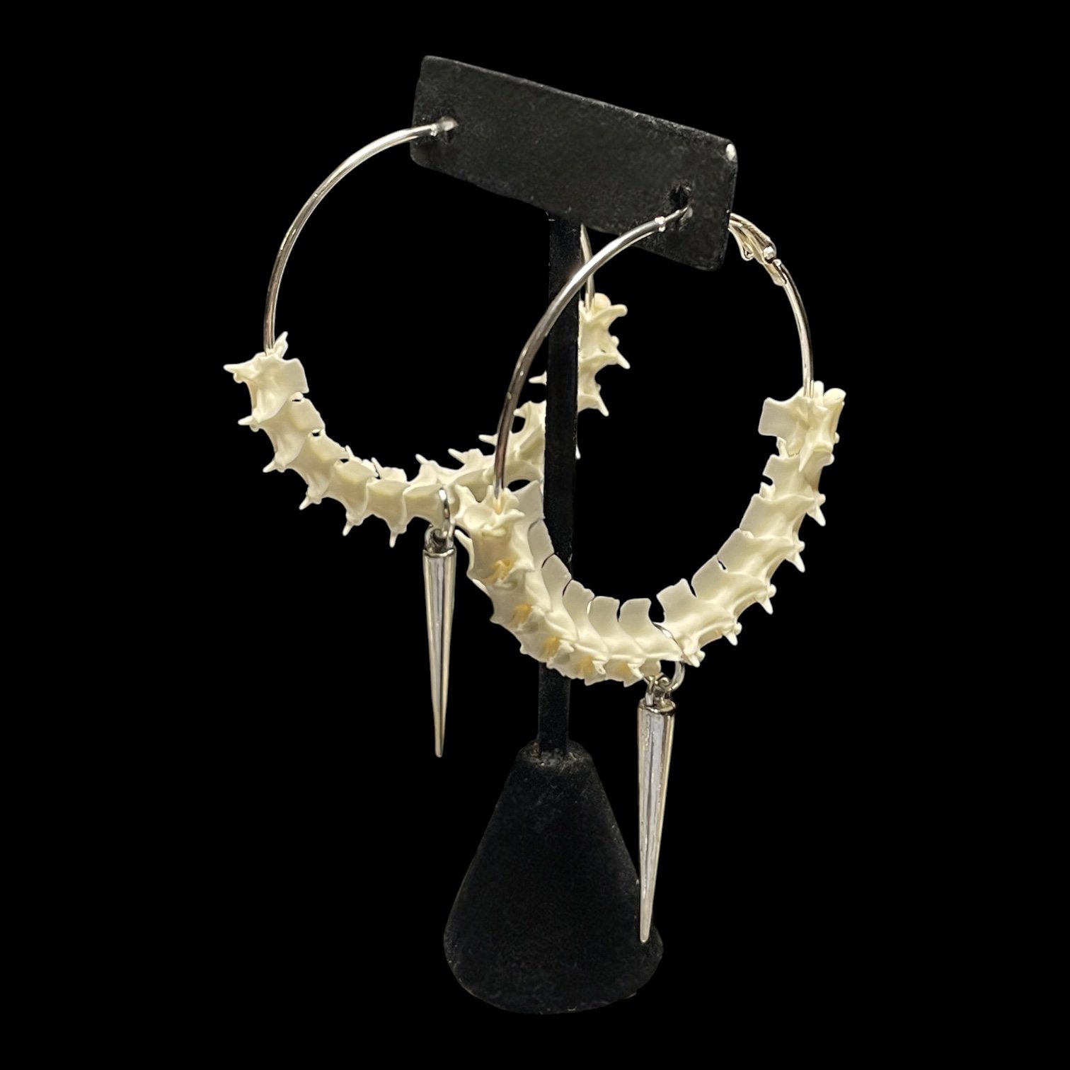 Rattlesnake Vertebrae Hoop Earrings w/ Silver Spike