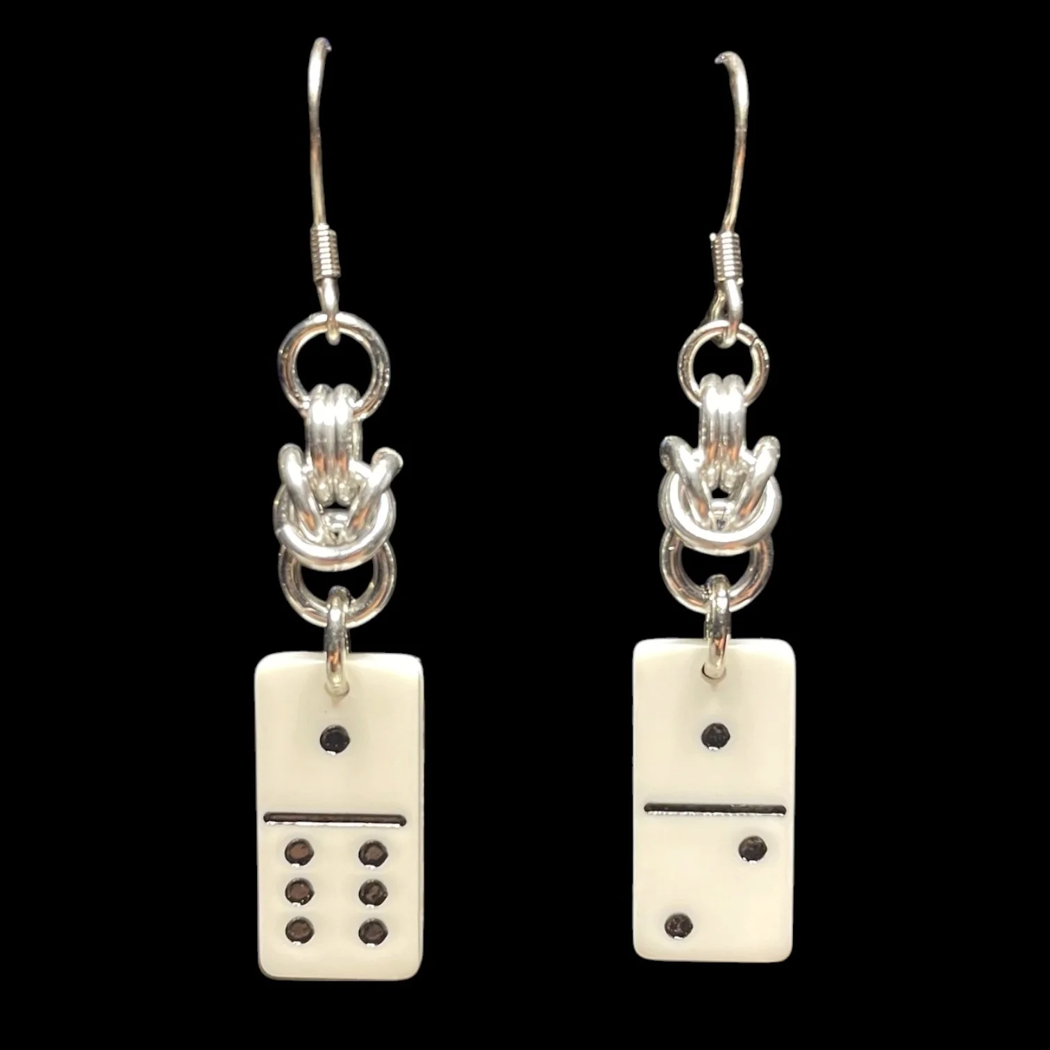 Chainmaille Earrings w/ Domino Charms