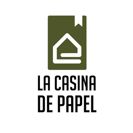 Logotipo de una casa dentro de un rectángulo verde y el texto 'La Casina de Papel' en letras negras debajo.
