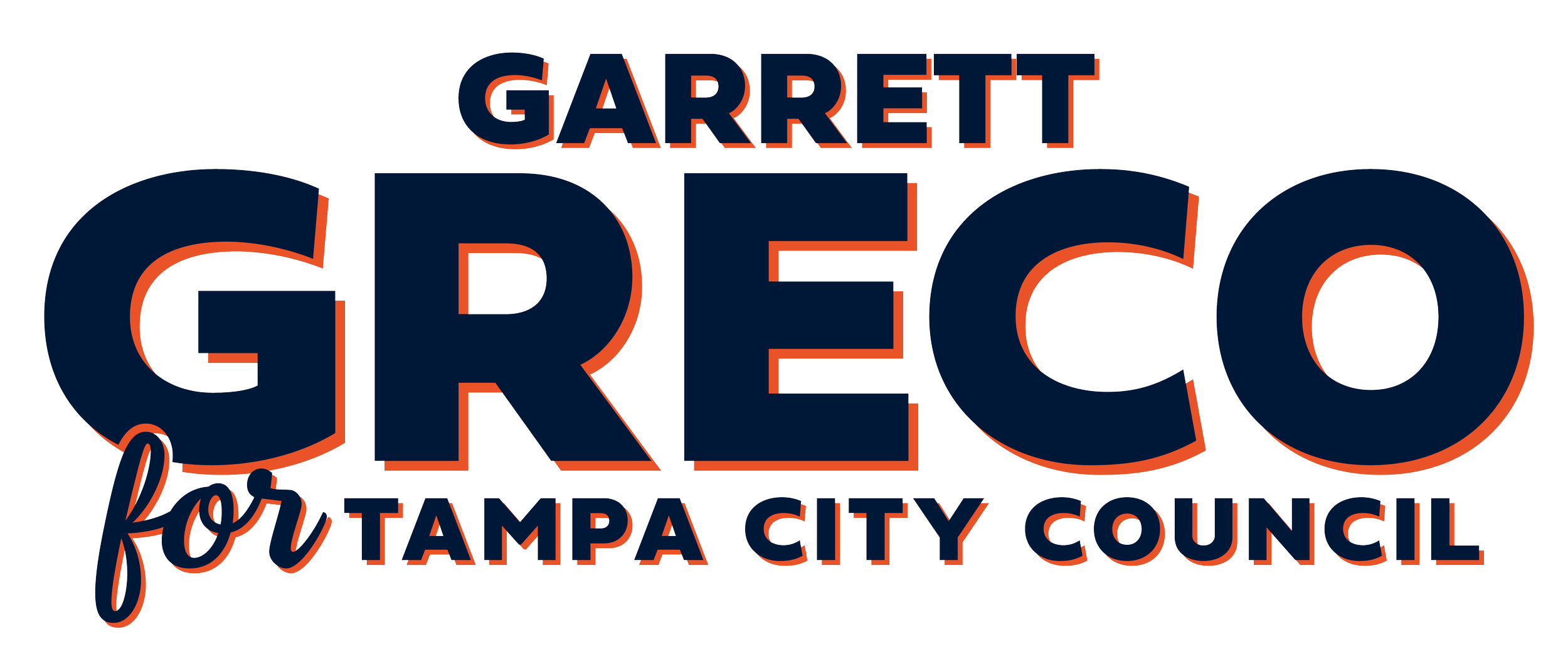 Garrett for Tampa City Council logo with bold text and a stylized design.