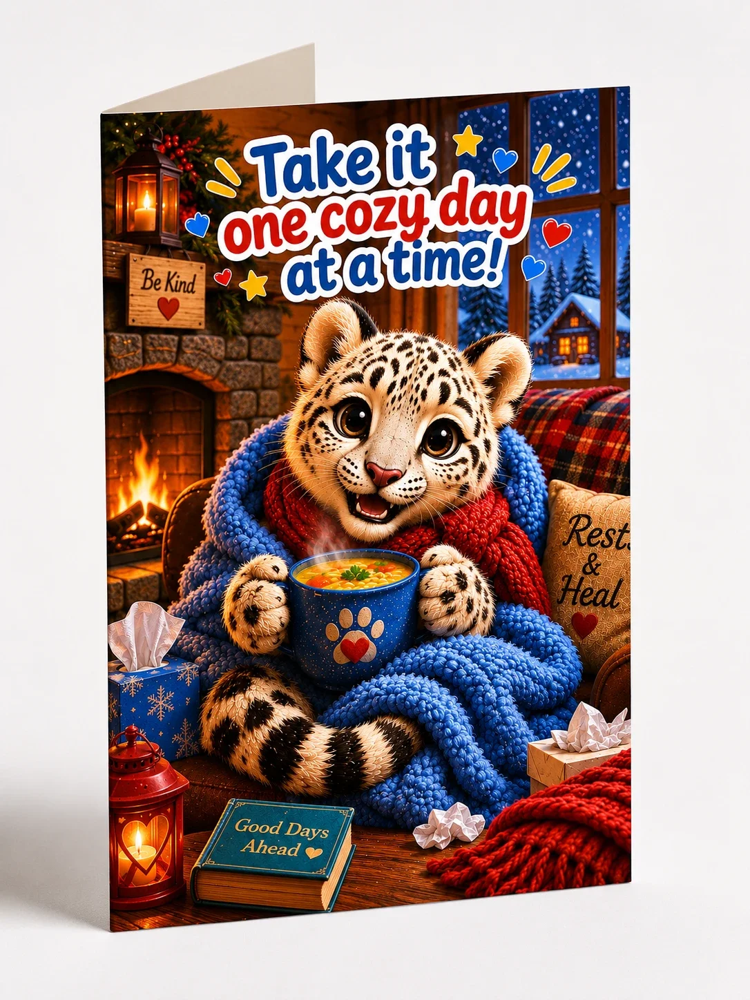 “Take It One Cozy Day at a Time!” Encouragement/Get Well Card