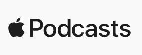 Apple Podcasts logo with Apple logo and the word 'Podcasts' in black text.