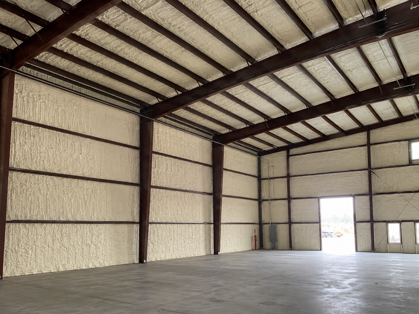 Commercial building with spray foam