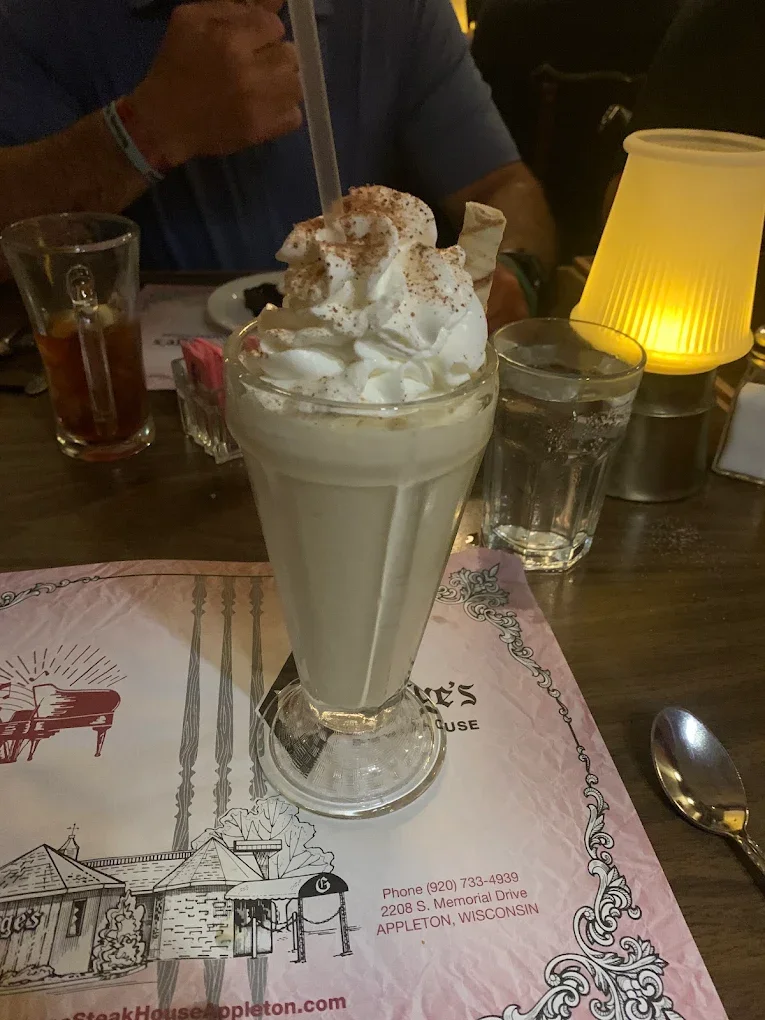 A classic Wisconsin Supper Club - Wisco Grasshopper Ice Cream Drink.  At Georges Steak House Appleton, WI