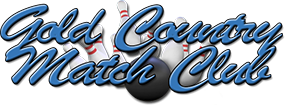 Logo of Gold Country Match Club with stylized text and a bowling pin.
