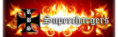Logo with the word 'Superchargers' in a fiery design with flames and fiery accents in the background.