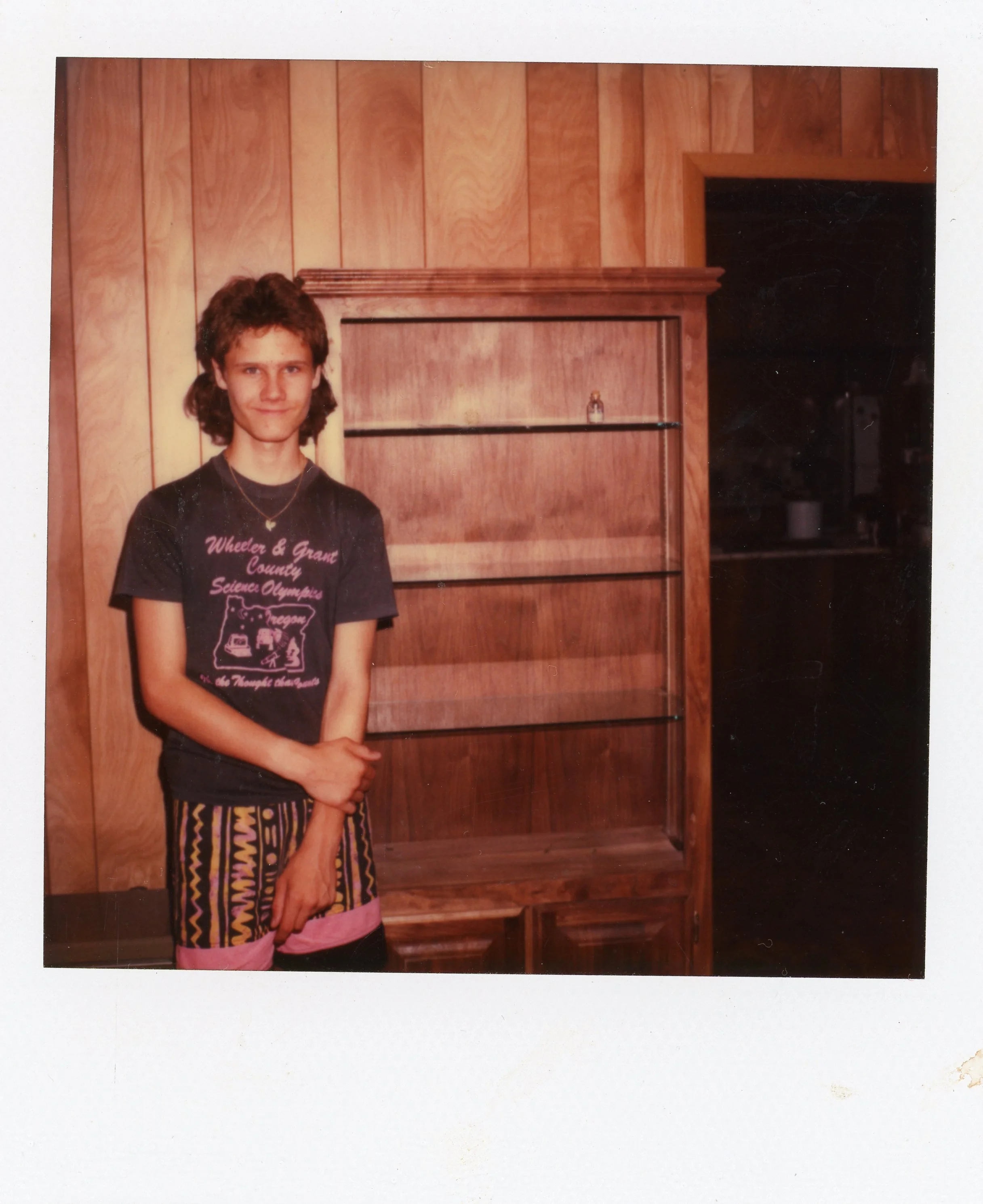 Me with a hutch I built for my mom in the 1980s.