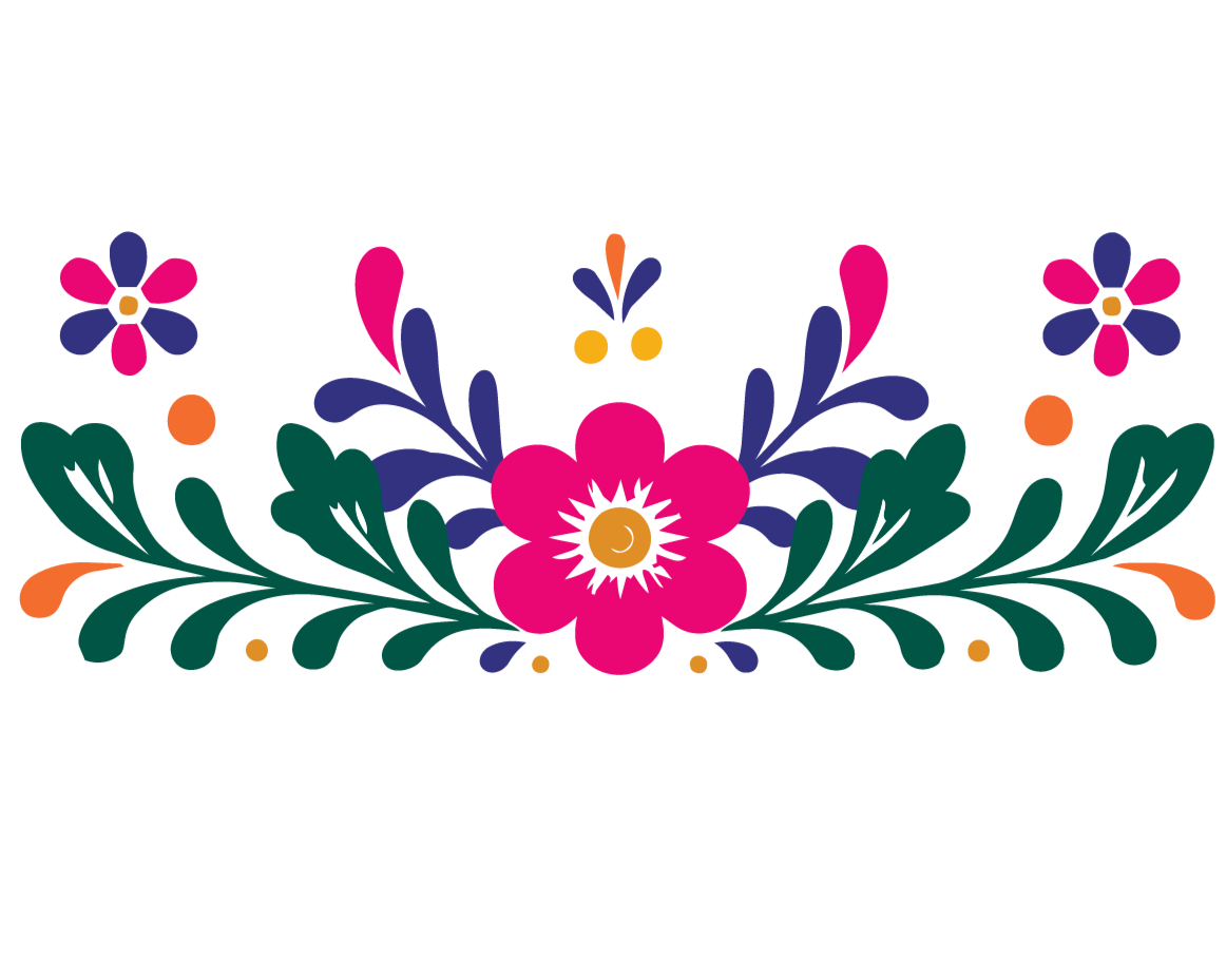 A colorful illustration of a bouquet  with pink, purple, yellow, and green flowers and foliage.
