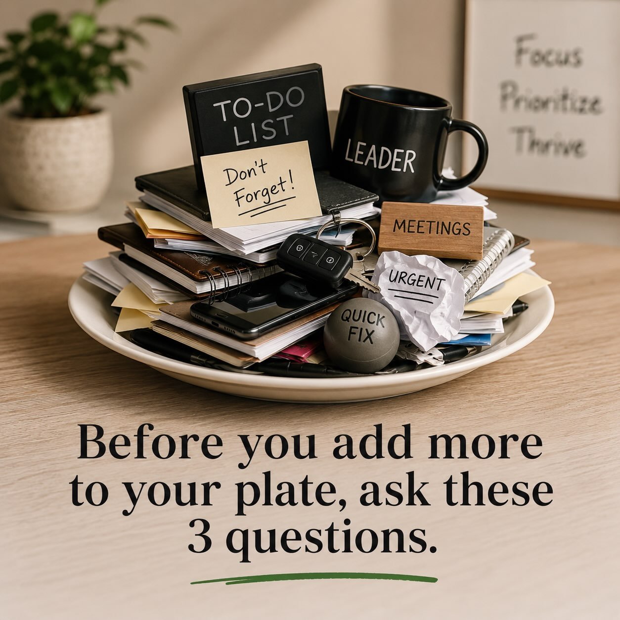 💡 #ThriveTipTuesday

Before you add more to your plate, ask these 3 questions:

1️⃣ Does this move us closer to our goals?

2️⃣ Is this the best use of my time right now?

3️⃣ What can I stop doing to make room for what matters most?

⭐ Focus isn&rs