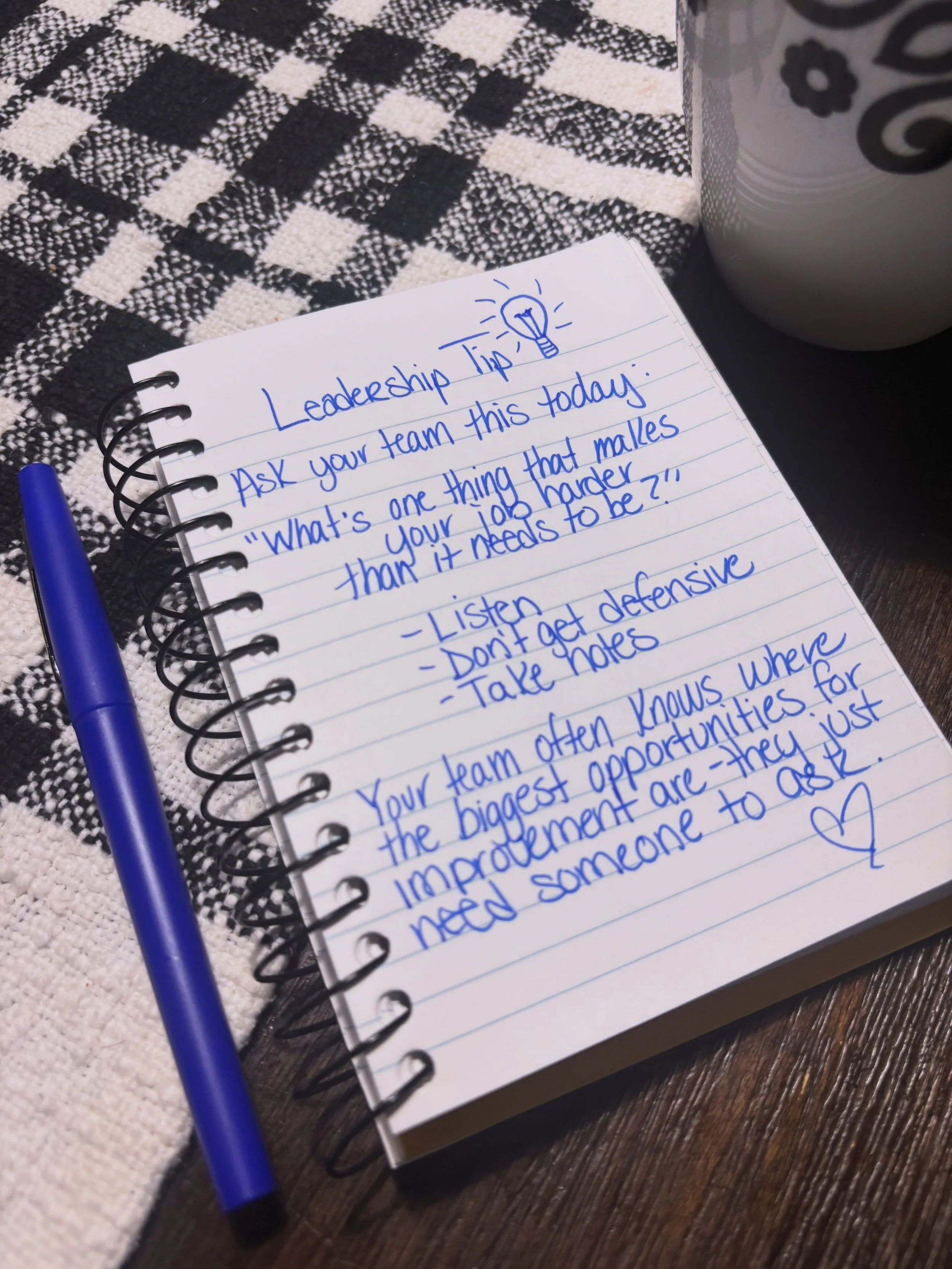 The best ideas don&rsquo;t always come from the leadership team.

Sometimes they come from the person doing the job every single day.

This week, ask your team one simple question:

&ldquo;What&rsquo;s one thing that makes your job harder than it nee