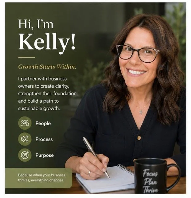 Hi, I&rsquo;m Kelly! 👋

After more than 20 years helping businesses improve operations, strengthen teams, and create better processes, I realized something.

Many business owners don&rsquo;t need another expert telling them what to do.

They need a 