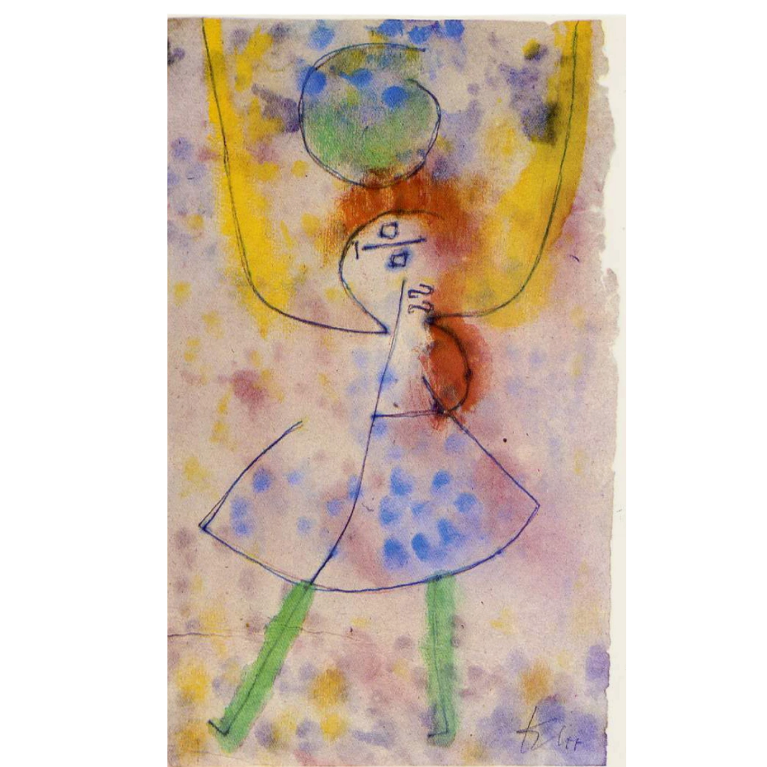 Art by Paul Klee, watercolor, Girl With Green Stockings, 1939