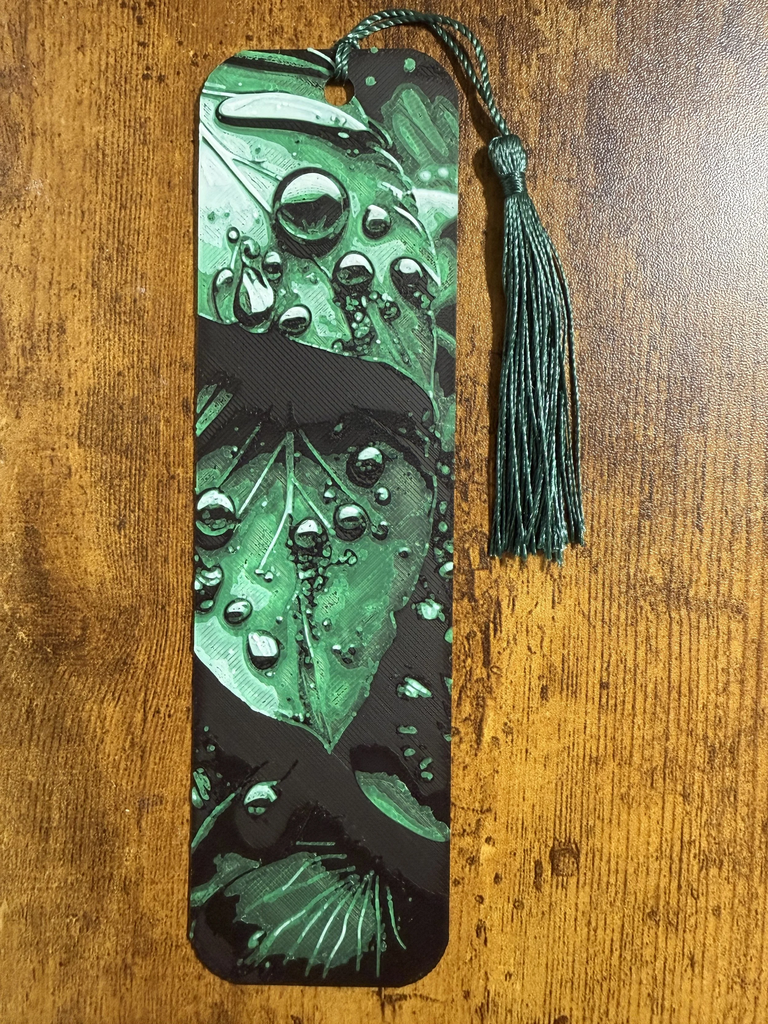 Exquisite 'Water on Leaves' Bookmark