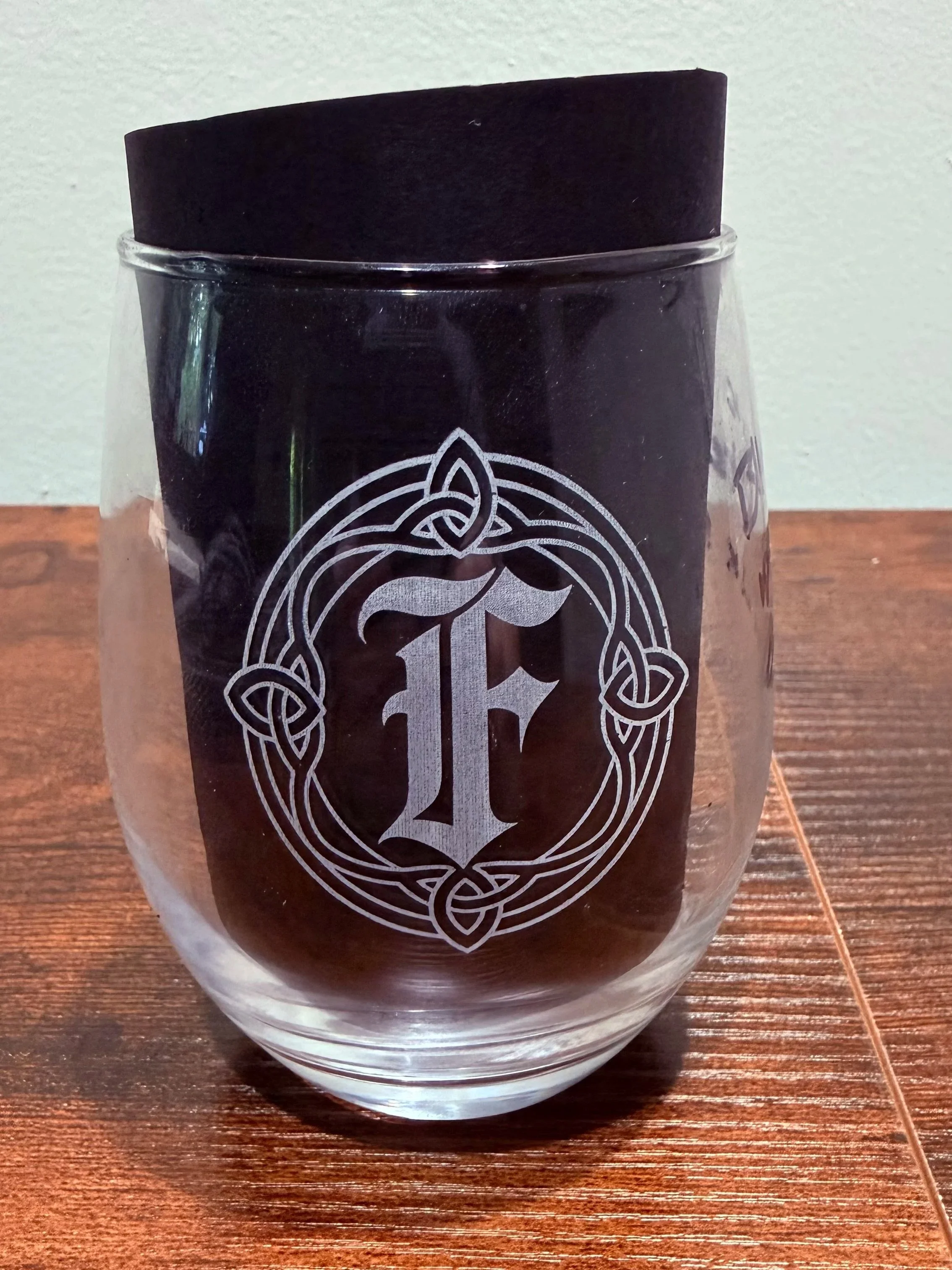 Engraved frosted graphic on glass