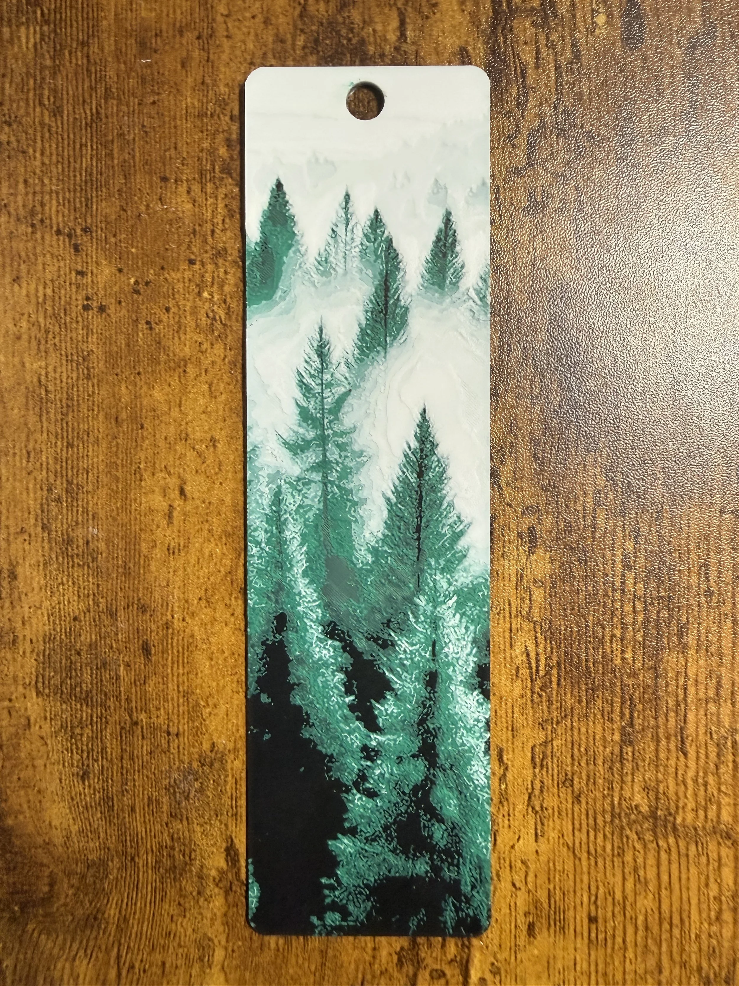 Tranquil Pine Forest Snowfall Bookmark