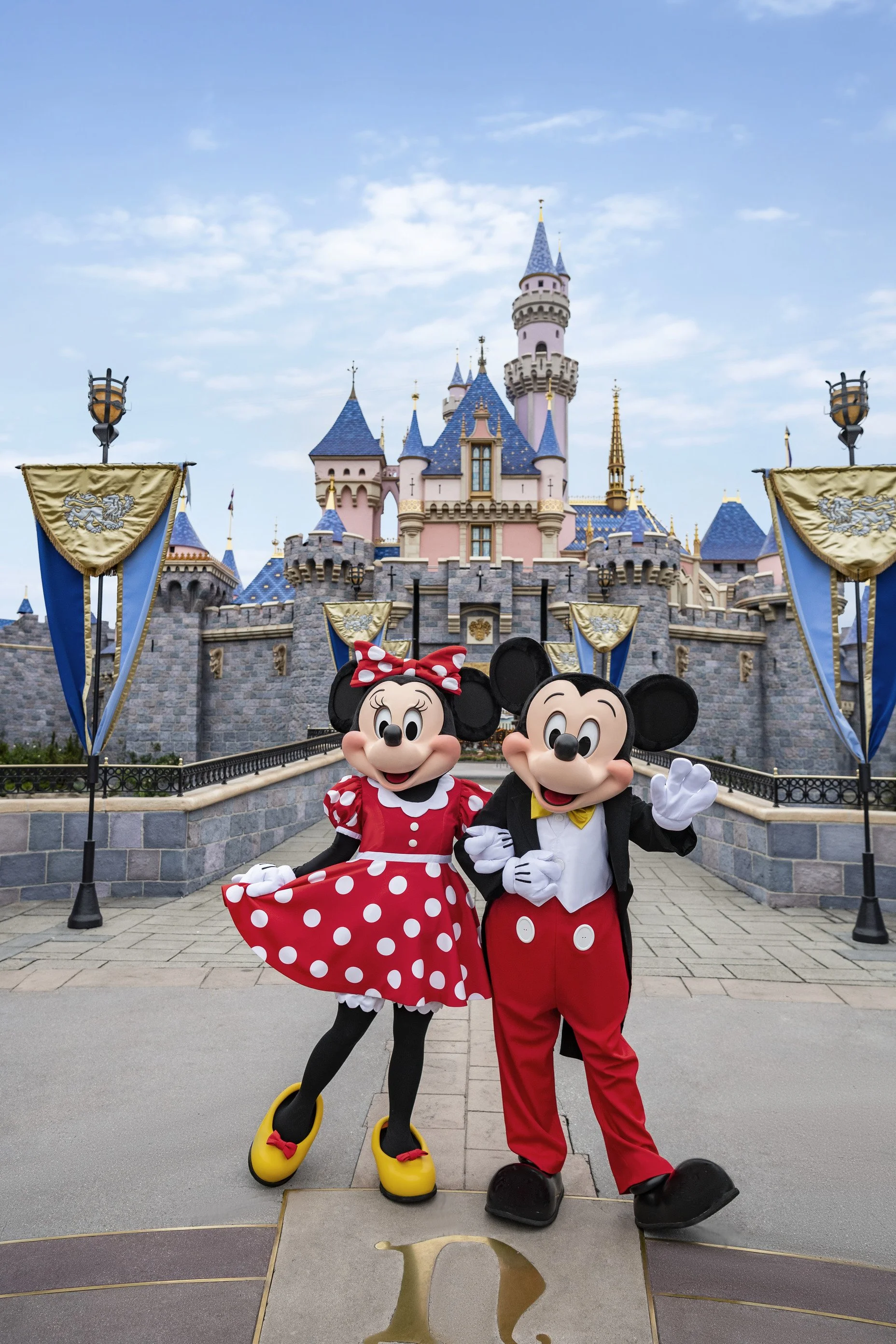 Mickey & Minnie Mouse at Sleeping Beauty Castle in Disneyland