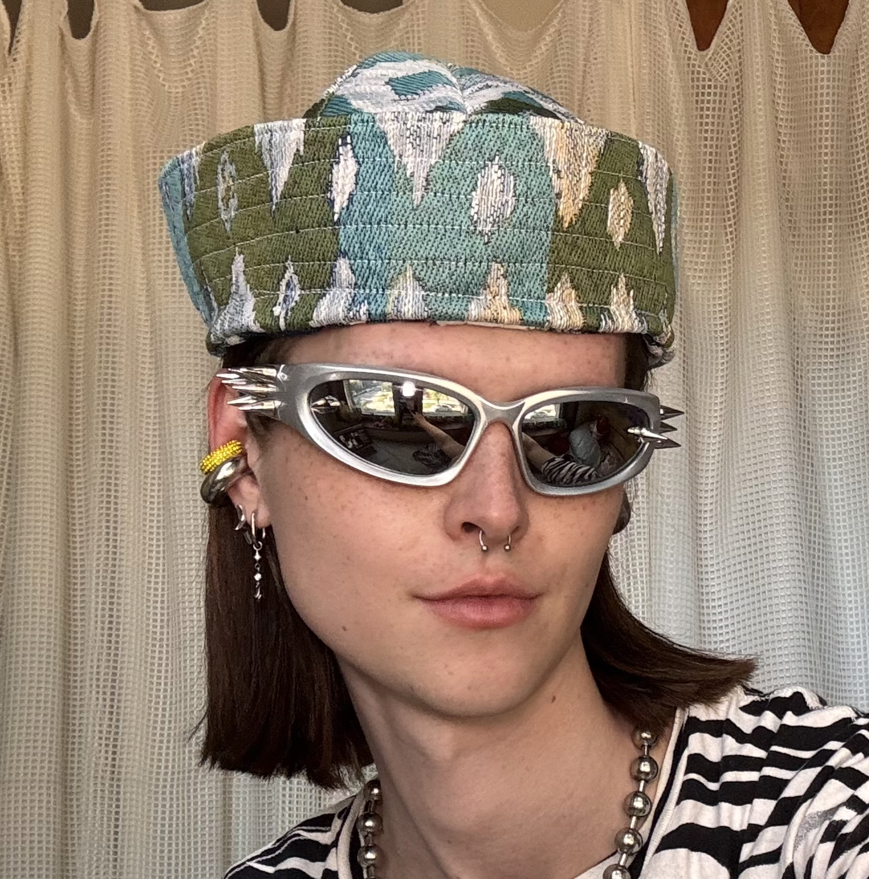 Blue Distorted Chevron Sailor Hat