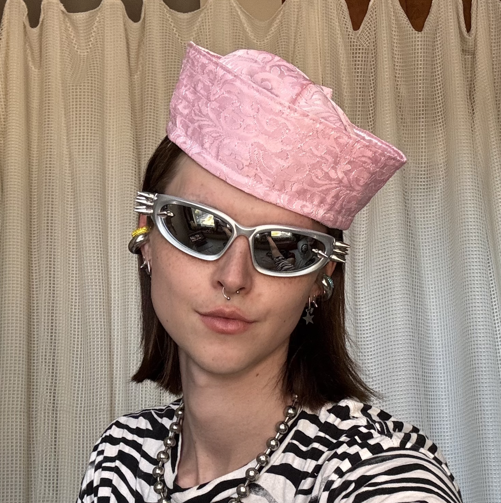 Pink Brocade Sailor Hat