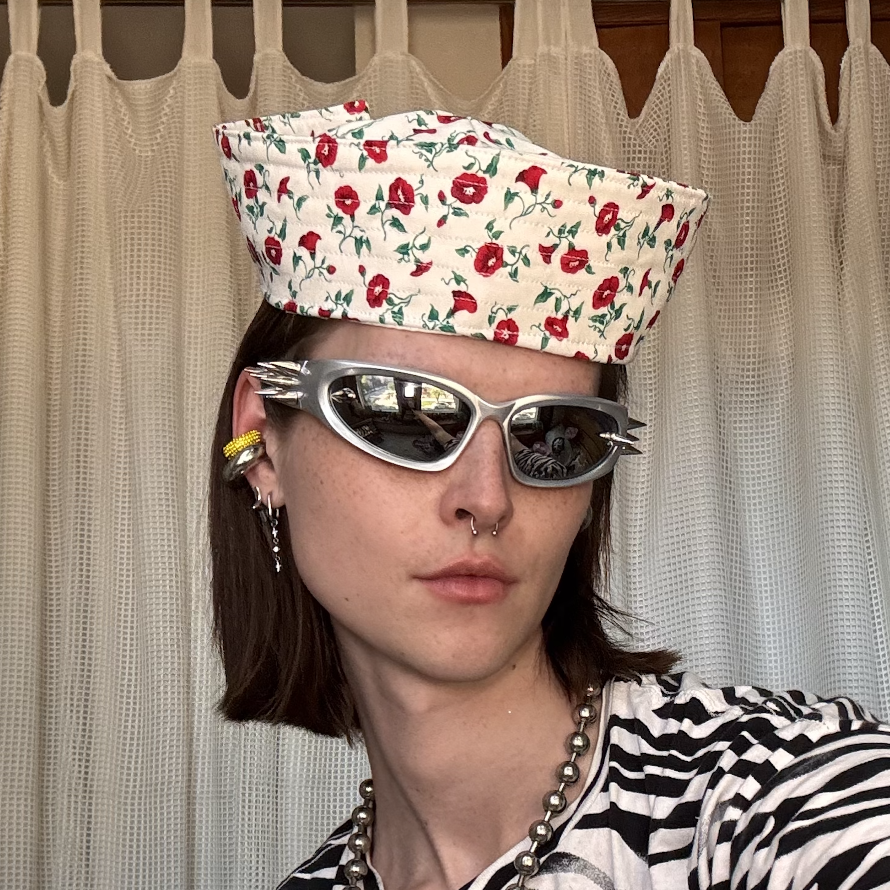 White Floral Vintage Cotton Sailor Hat