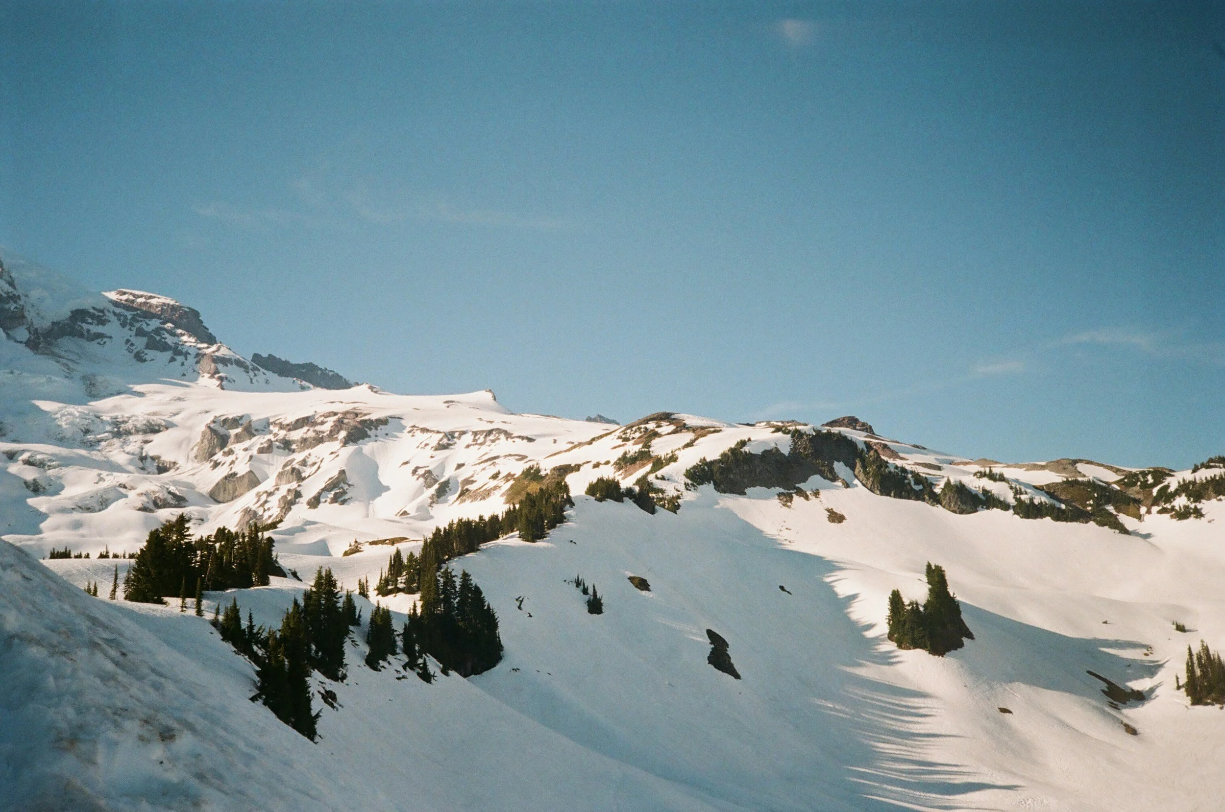 film photo of snowy mountains
