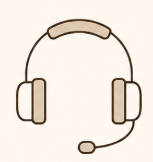 Line drawing of a headset with a microphone