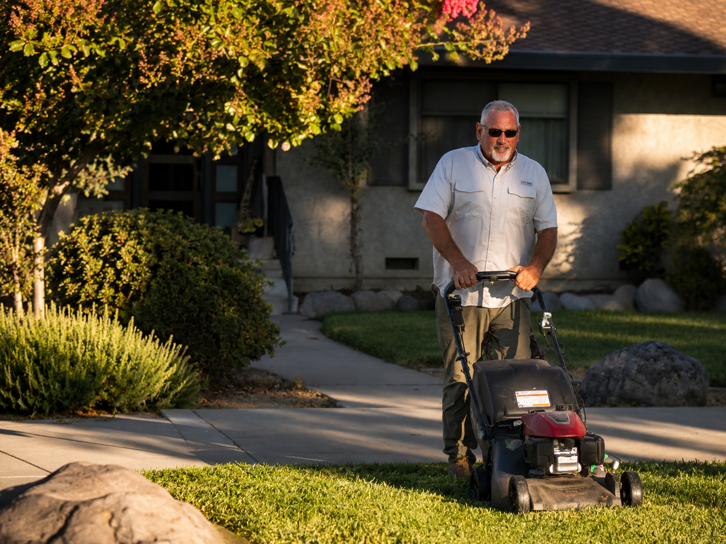 Weekly lawn mowing and edging service at an Orland, CA home