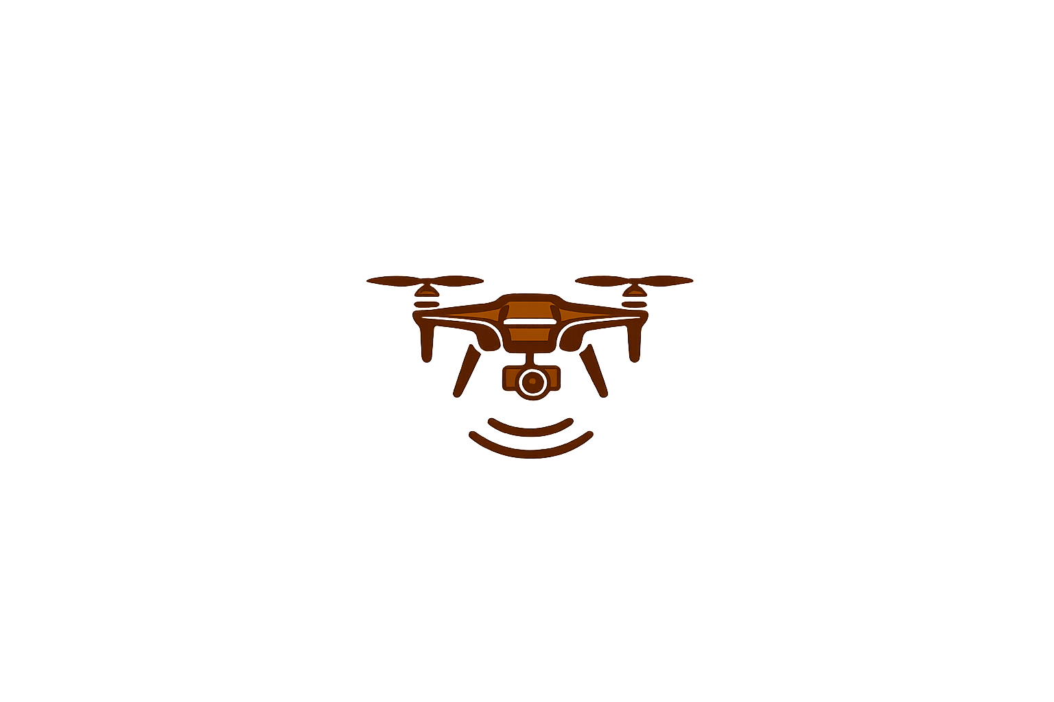 Illustration of a drone with a camera on an orange background.