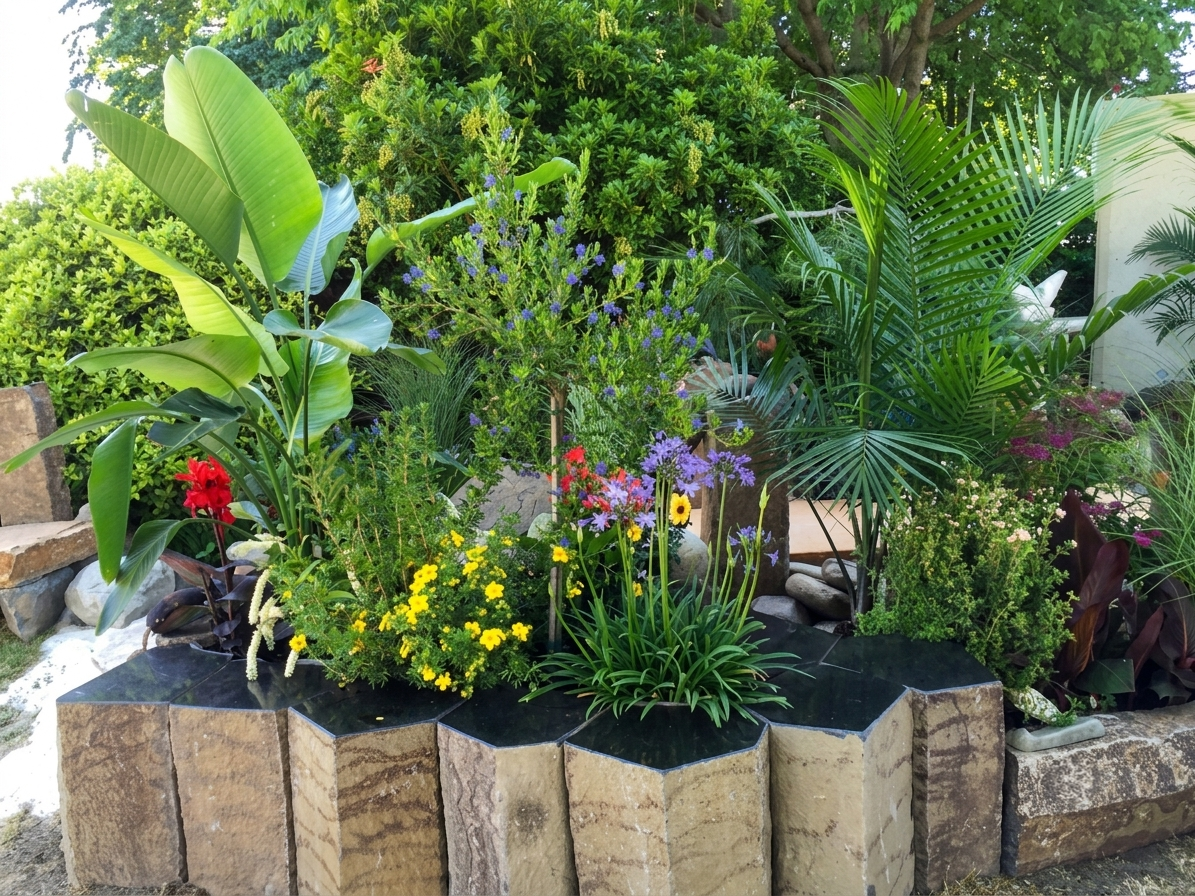 A whimsical sculpture and flower garden design for a Boise Idaho home. Experience creative Treasure Valley landscapes with Rocky Creek Landscape & Design.