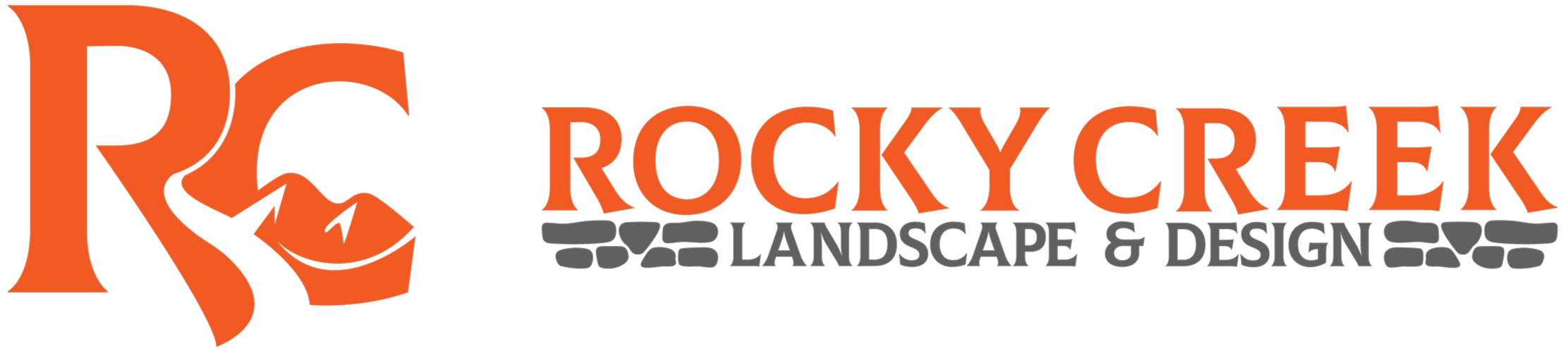 Logo for Rocky Creek Landscape & Design featuring stylized text and design elements.
