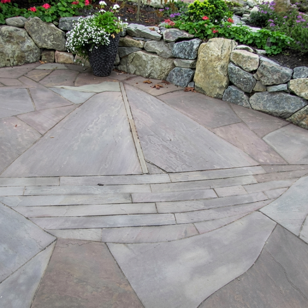 A unique, custom mosaic art installation of a ship. Rocky Creek Landscape & Design creates one-of-a-kind art features for Boise Idaho and Treasure Valley gardens.