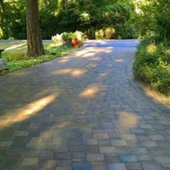 Stone patio driveway professionally installed by Rocky Creek Landscape and Design with over 25 years of experience.
