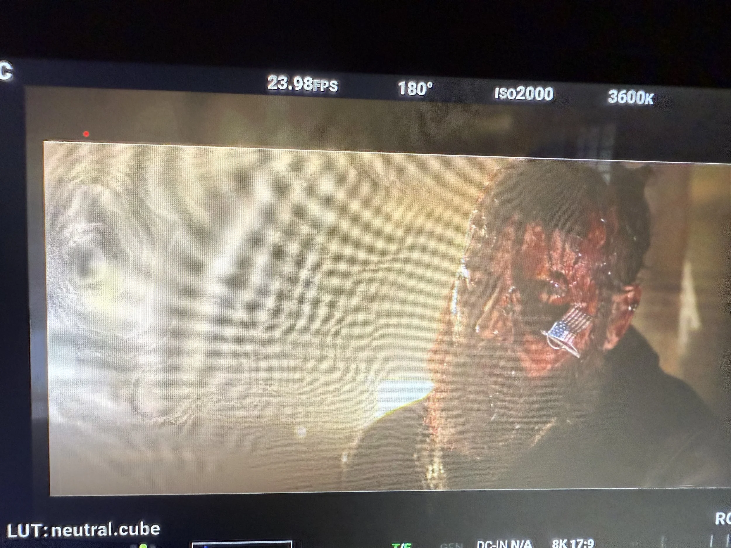 Tulsa King Season 3 (prosthetic magnetic flag pin rig), makeup application by Greg Funk