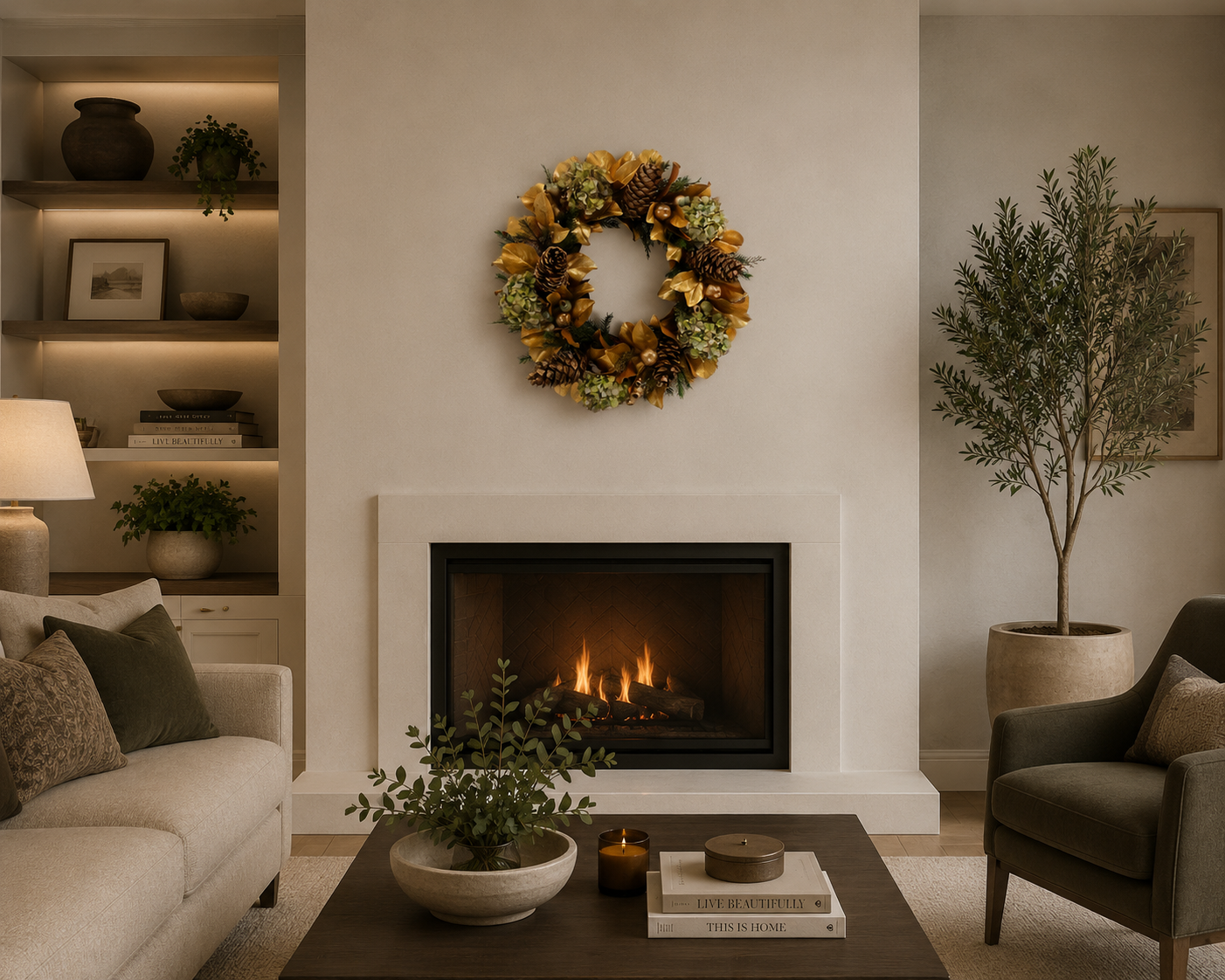 MAGNOLIA LEAF-HYDRANGEA WREATH 30 -GREEN-GOLD-XP020606.GRGO.png