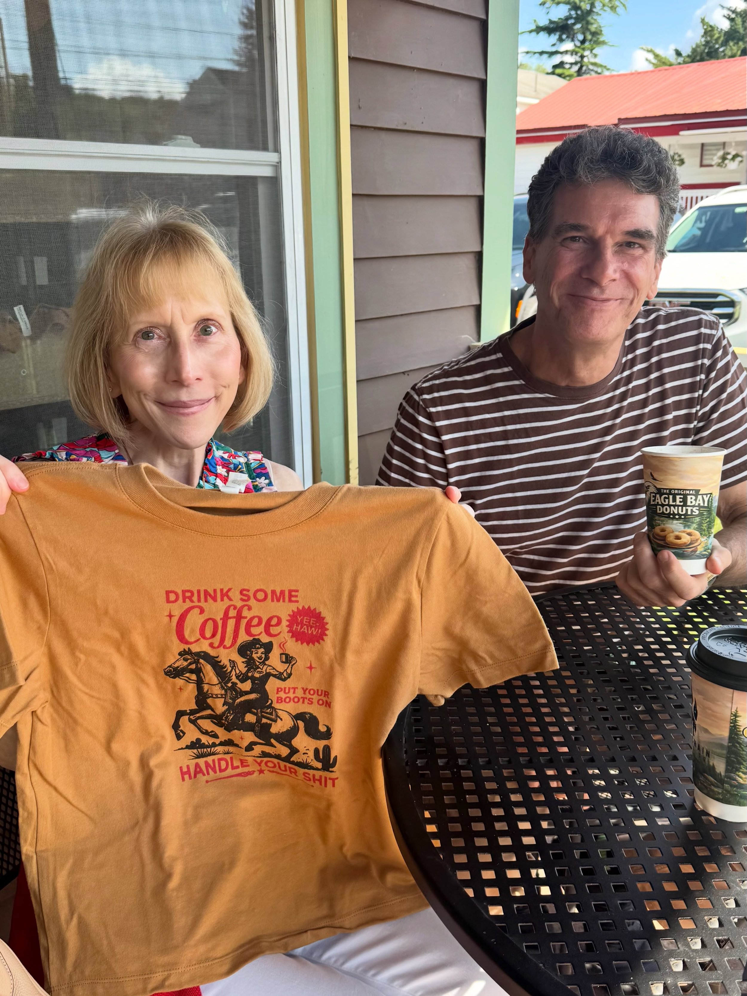Meet Linda &amp; Randy! 

They came to visit us all the way from Atlanta, Georgia but their history with The Original Eagle Bay Donuts goes way back.

One of their very first dates was at the Eagle Bay Donut Shop. Years later, they found our new shop