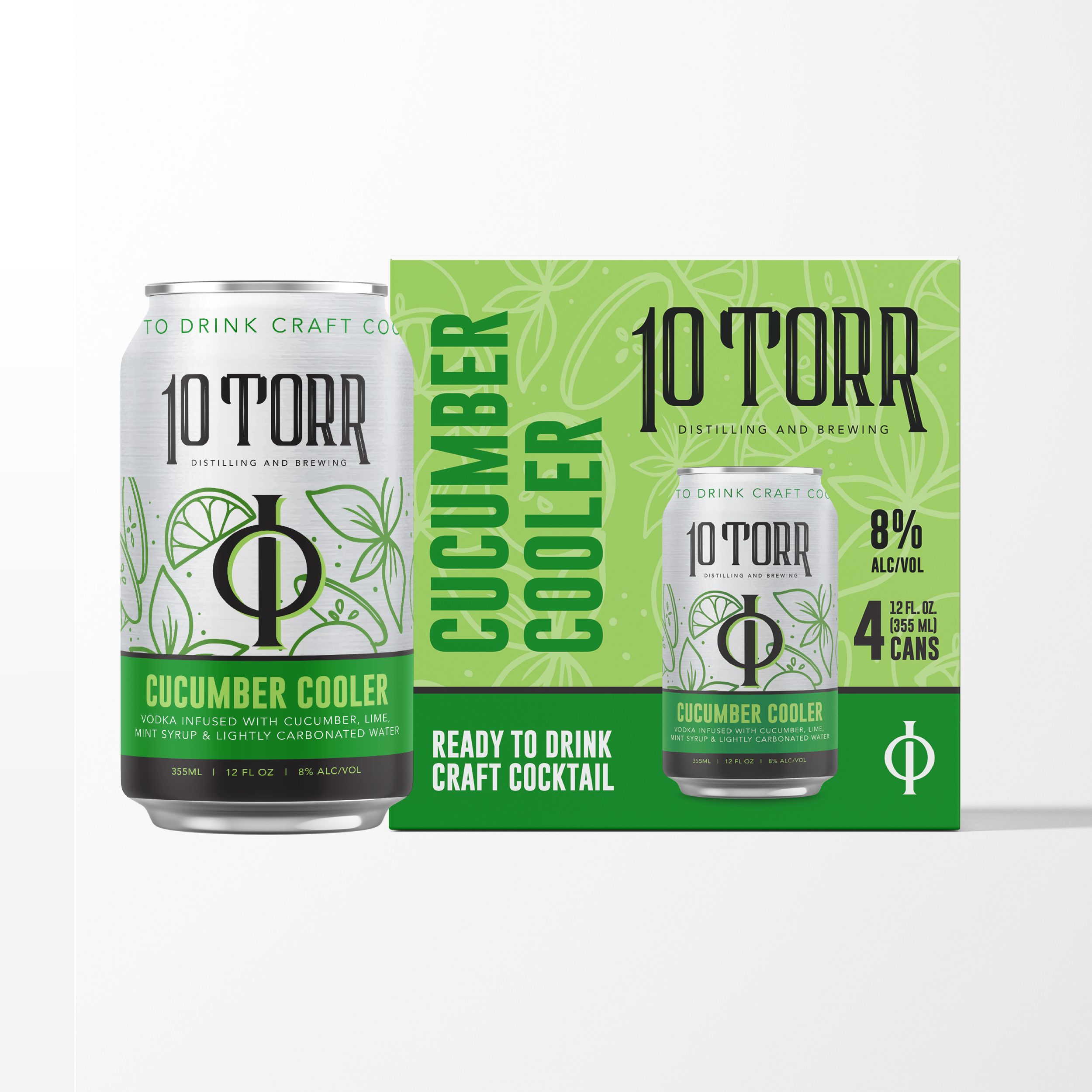 10 Torr cucumber cooler craft cocktail with packaging