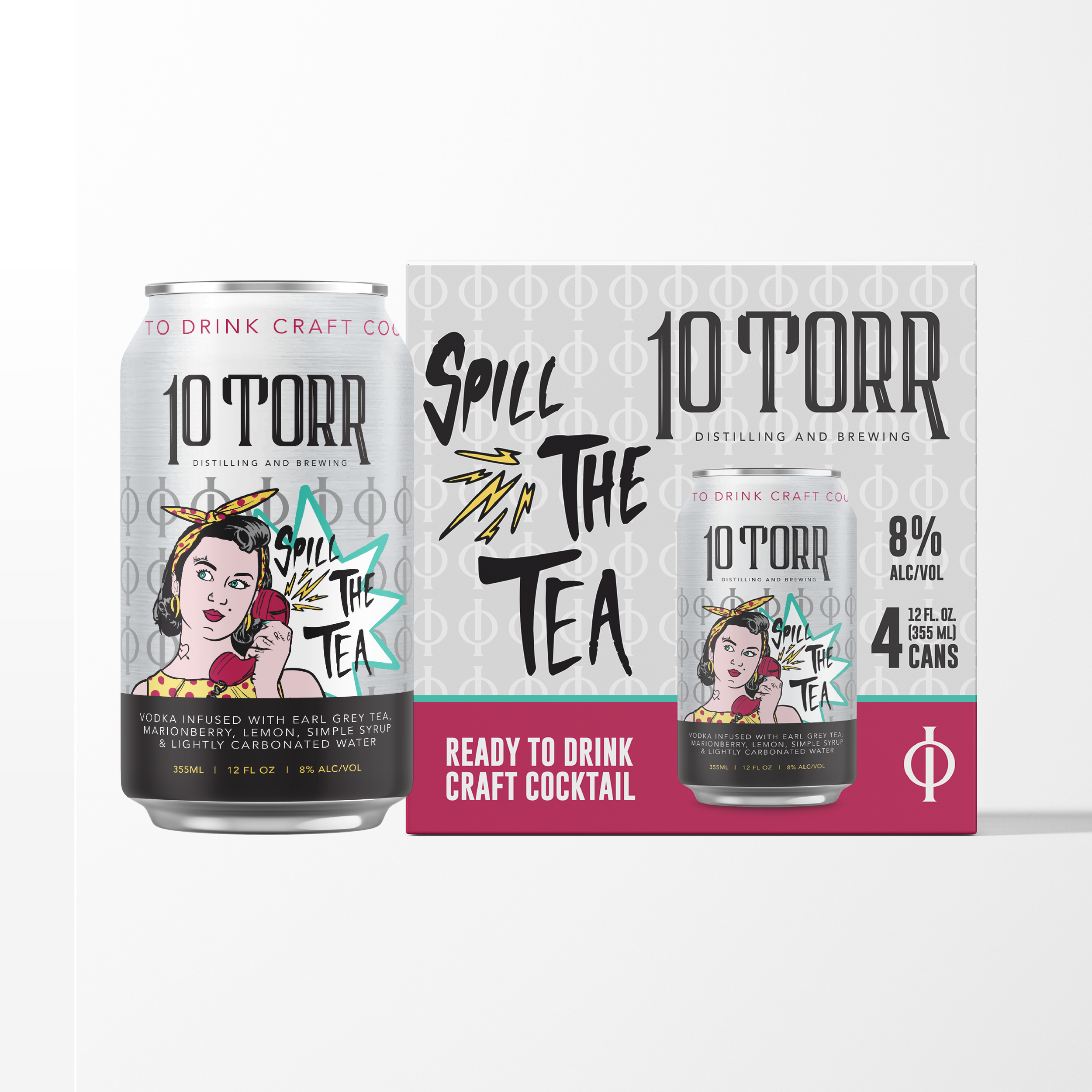 10 Torr spill the tea canned cocktail and packaging