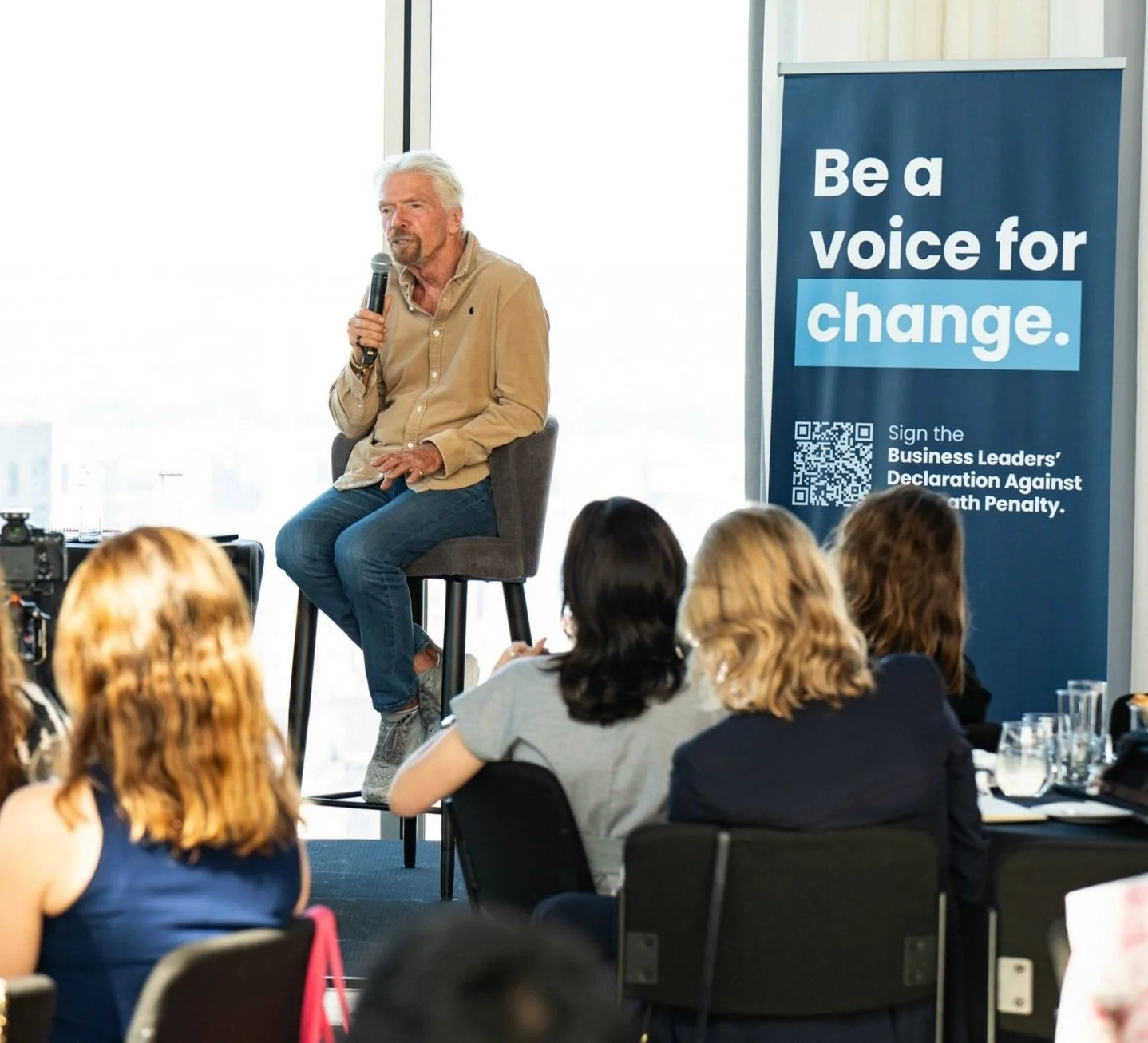 Sir Richard Branson, Founder of Virgin Group, urged business leaders to advocate against the death penalty at an event hosted by RBIJ, Virgin Unite, and the Young President's Organization in New York City.