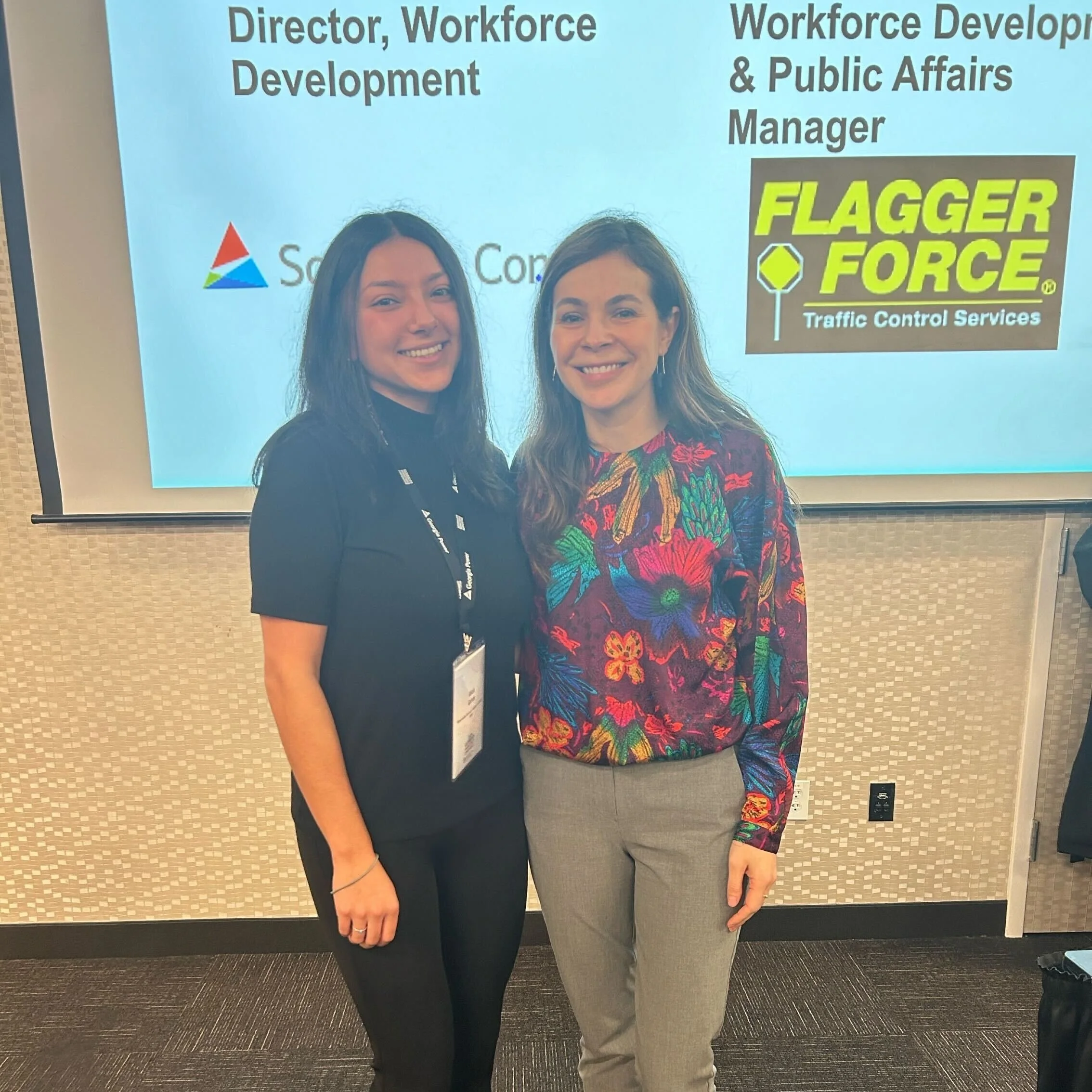Shea Zwerver (right), Workforce Development & Public Affairs Manager at traffic control company Flagger Force, spoke at Georgia’s Workforce Conference in Athens, GA, about building a successful Second Chance Hiring plan and the public policies needed