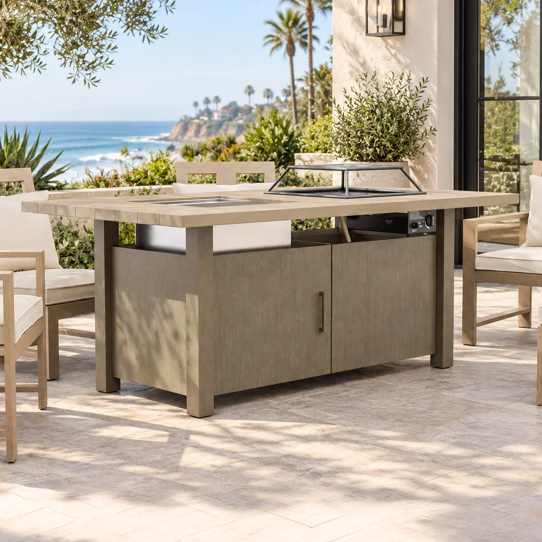 THE OAKS Fire Pit & Cooler Dining Table