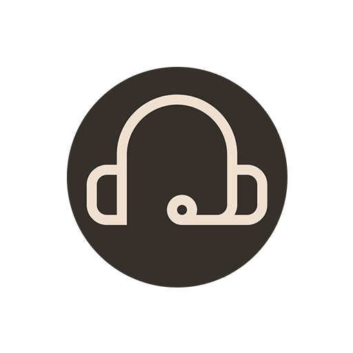 Line drawing of a headset with microphone on a dark background.