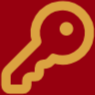 A simple yellow key icon on a black background