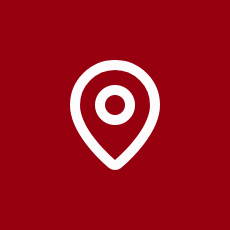 Map pin icon on a red background