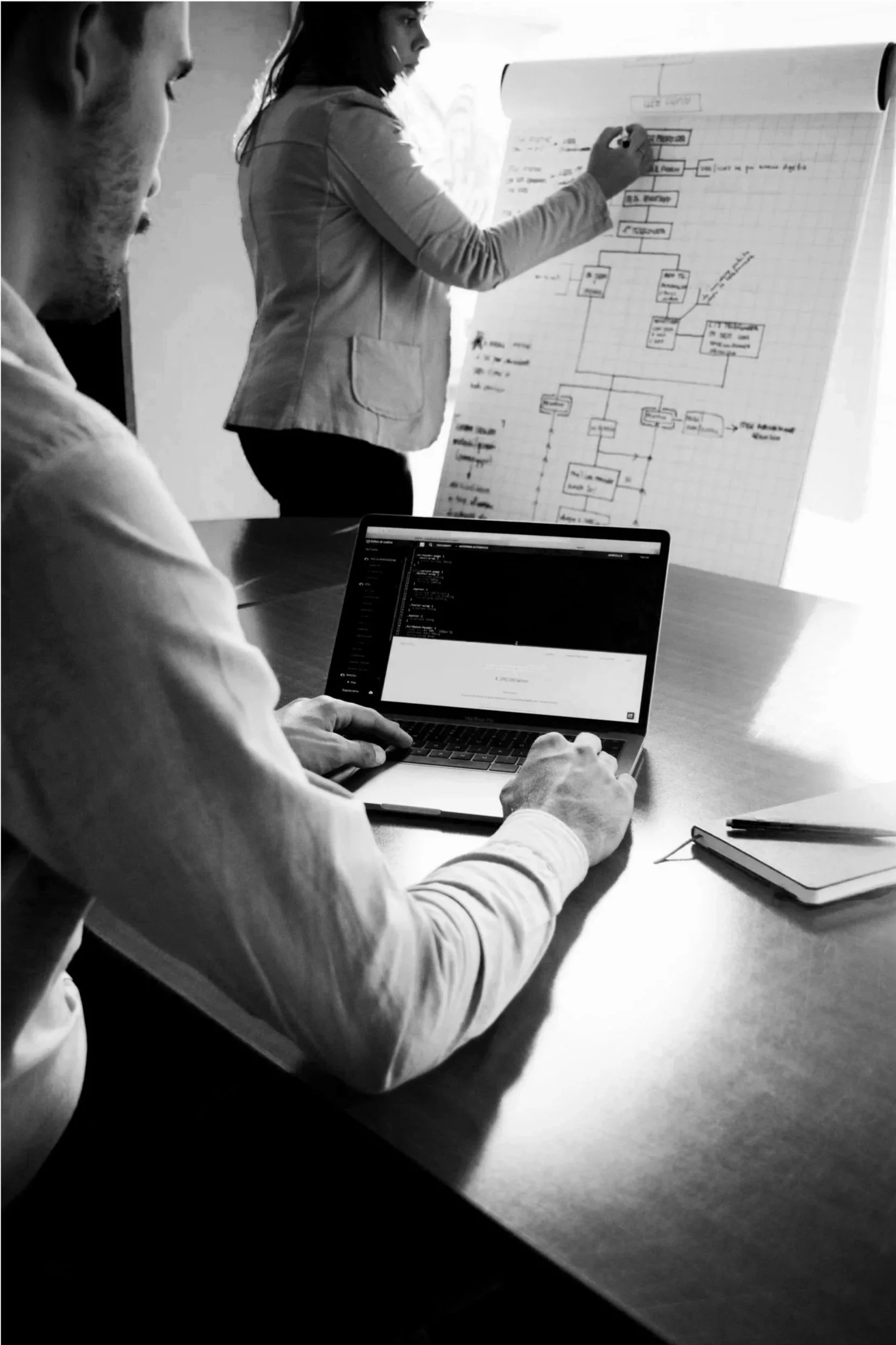 "Network consultant planning infrastructure design and documentation.