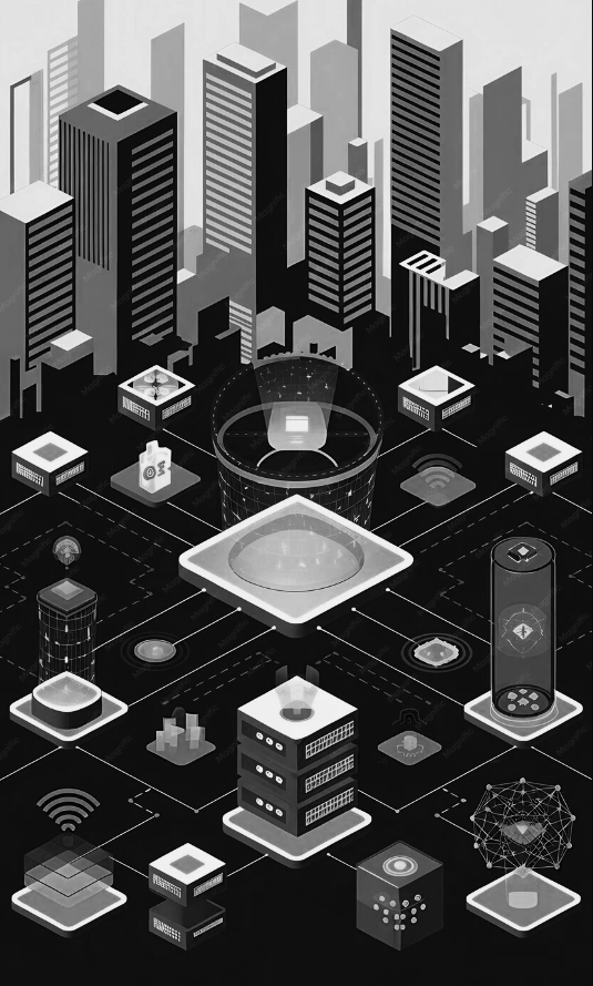 "Illustrated network infrastructure showing structured, documented connections.