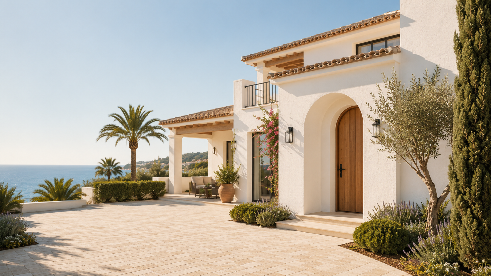 Modern Mediterranean villa overlooking the sea in Costa Blanca.