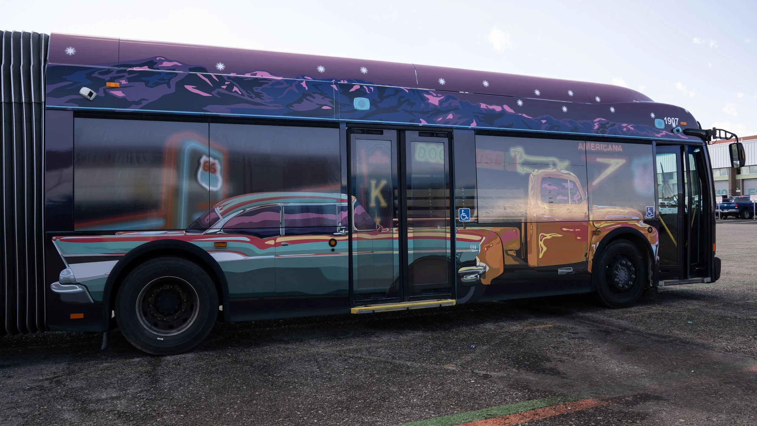 Route 66 Bus Wrap passenger view