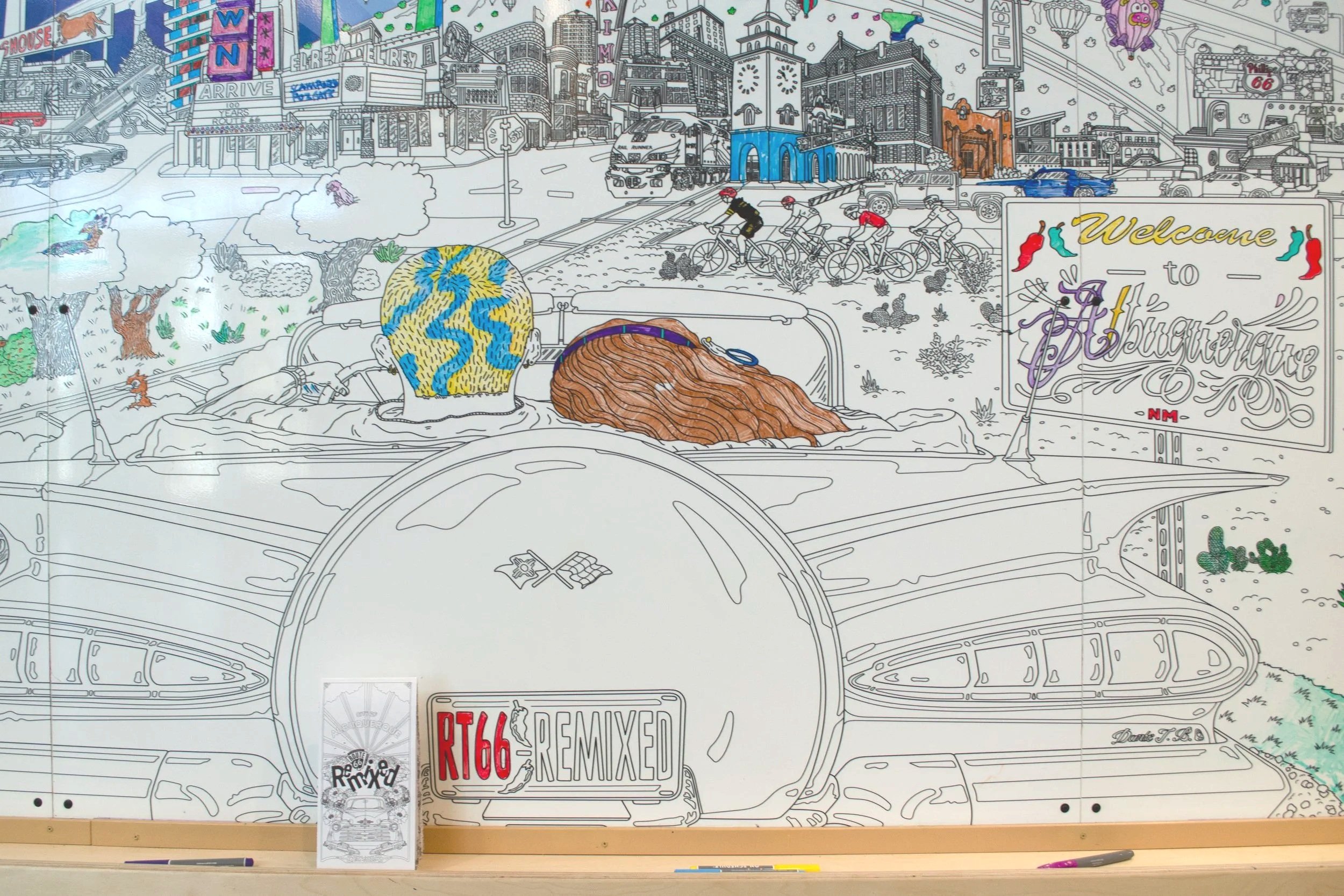Route 66 coloring wall close up