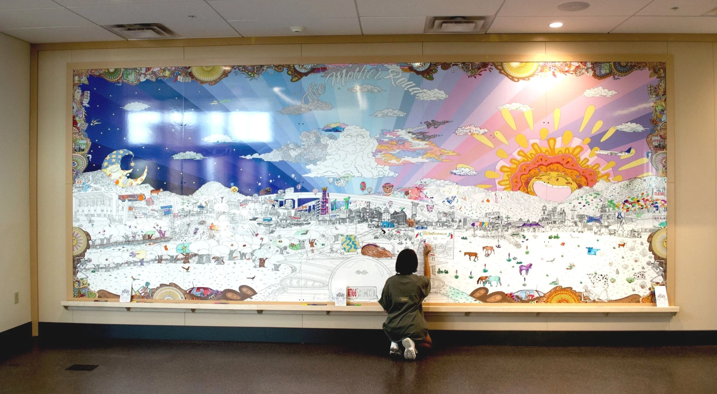 Route 66 coloring wall in action